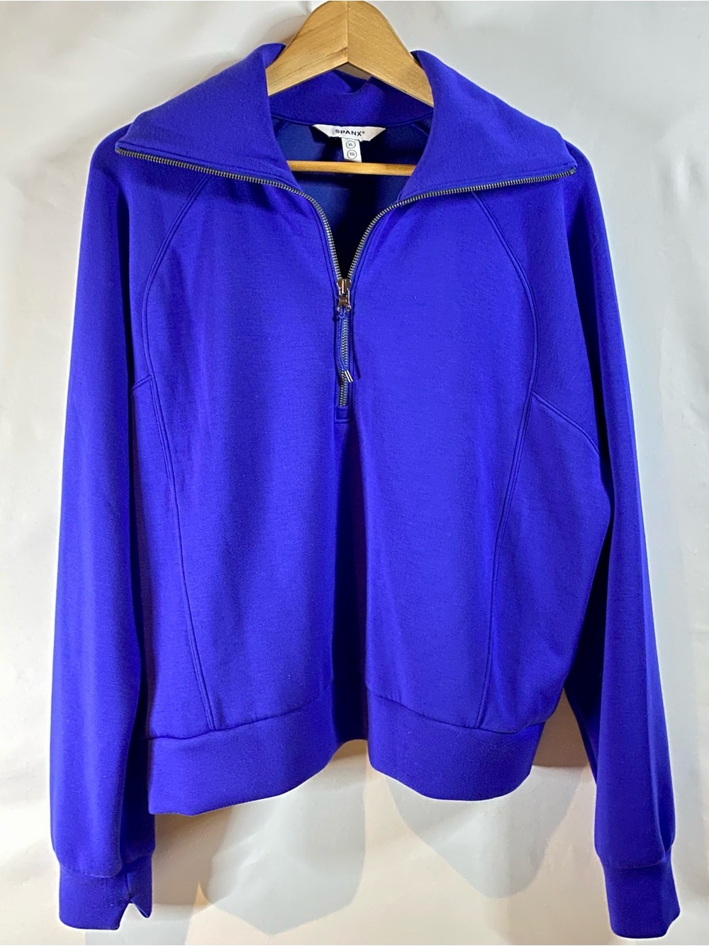 SPANX Air Essentials Half Zip in Deep Azure Blue, size XL